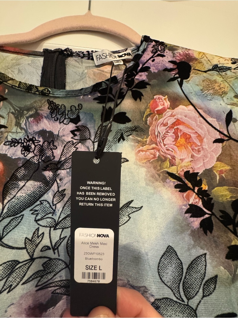 Fashion Nova Light Blue Multi Floral Long-Sleeve Maxi Dress - Picture 5 of 9